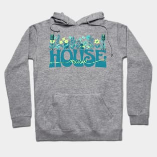 HOUSE MUSIC  - Beats In Bloom (teal/lime/blue) Hoodie